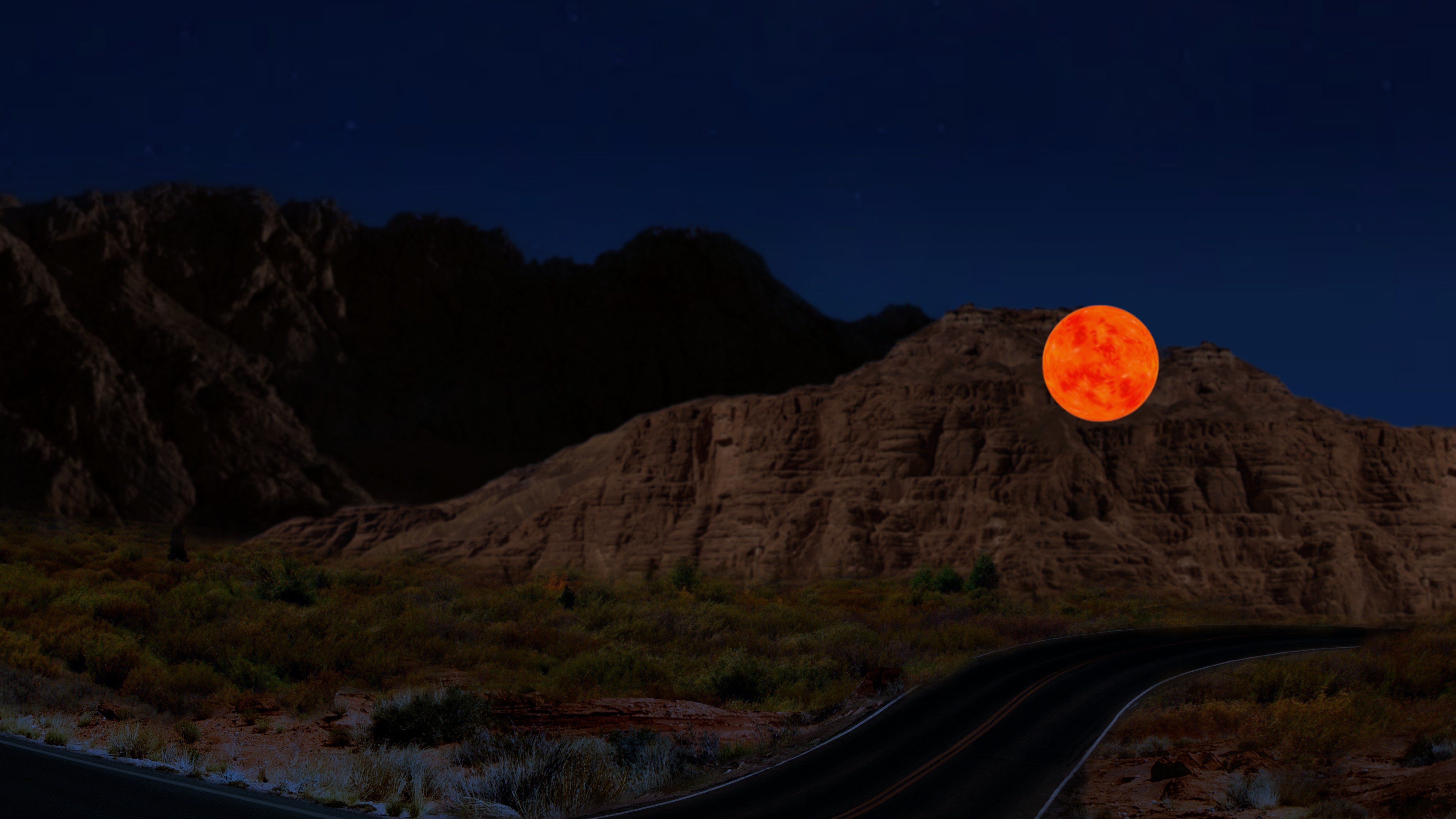 FBI digital rendering — Western United States Event, Narrative Statement 1-3 (Oct 2023): a road at night with an object over a hill.